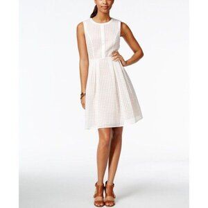 Tommy Hilfiger White Summer Broderie Dress with Pink Underlay